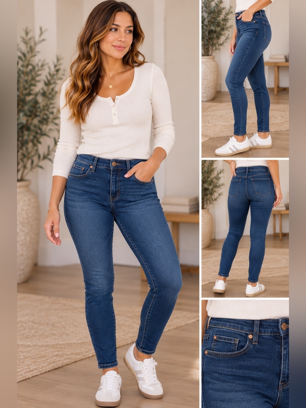 Universal Thread Mid-Rise Curvy Skinny Jeans 8/29R Dark Wash Denim